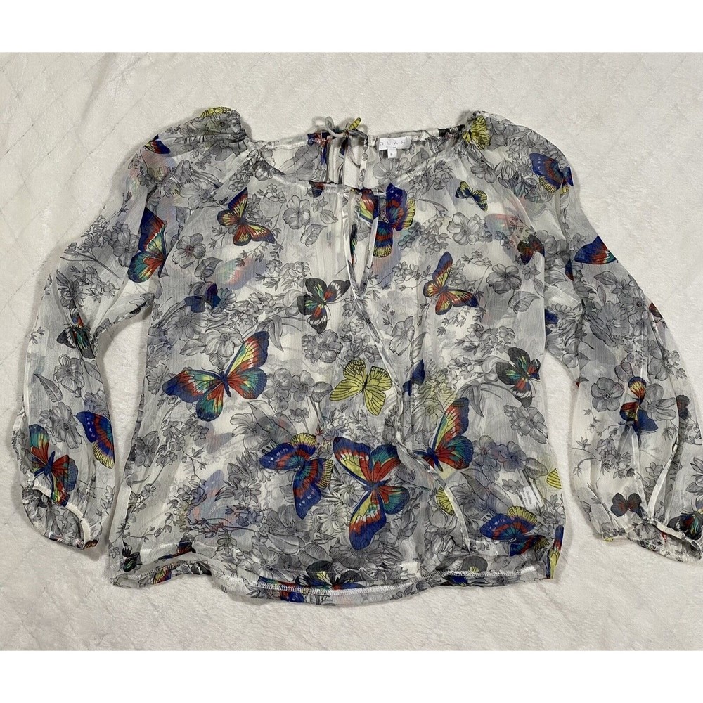 GLAM Sheer Butterfly Flowy Blouse Open Sleeves Boho Festival 70's Women's Medium